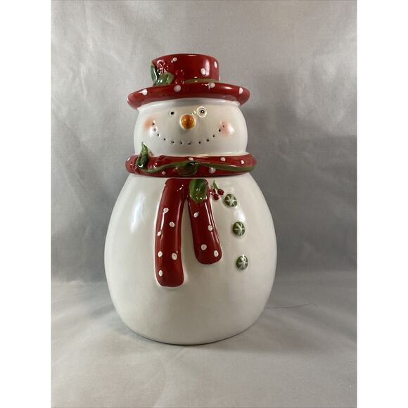 Gibson Home Jolly Pentitude Snowman Stoneware Cookie Jar - Picture 1 of 5